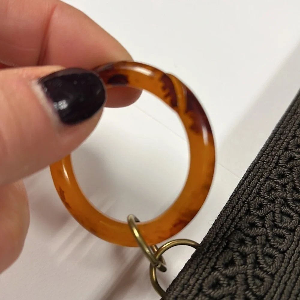 Laurel Genuine Corde Brown Cord Woven Zip Clutch Bag